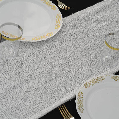 Sequin 12"x108" Table Runner White - Glittering Design for Stylish Celebrations