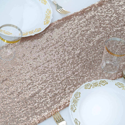 Sequin 12"x108" Table Runner Rose Gold - Glittering Design