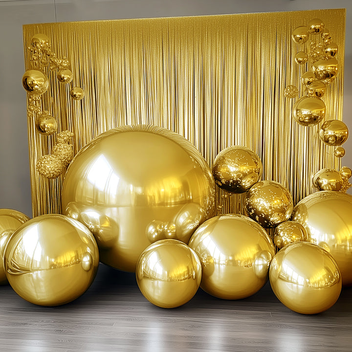2-Pack Metallic Gold Sphere Balloons, 43" Orbz Mylar Balloons Helium or Air-Filled Party Supplies