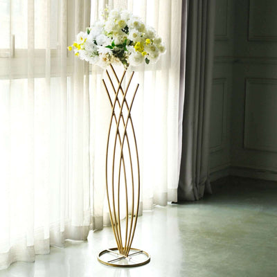 4ft Tall Gold Metal Wired Mermaid Tail Flower Frame Stand, Floral Display Wedding Centerpiece