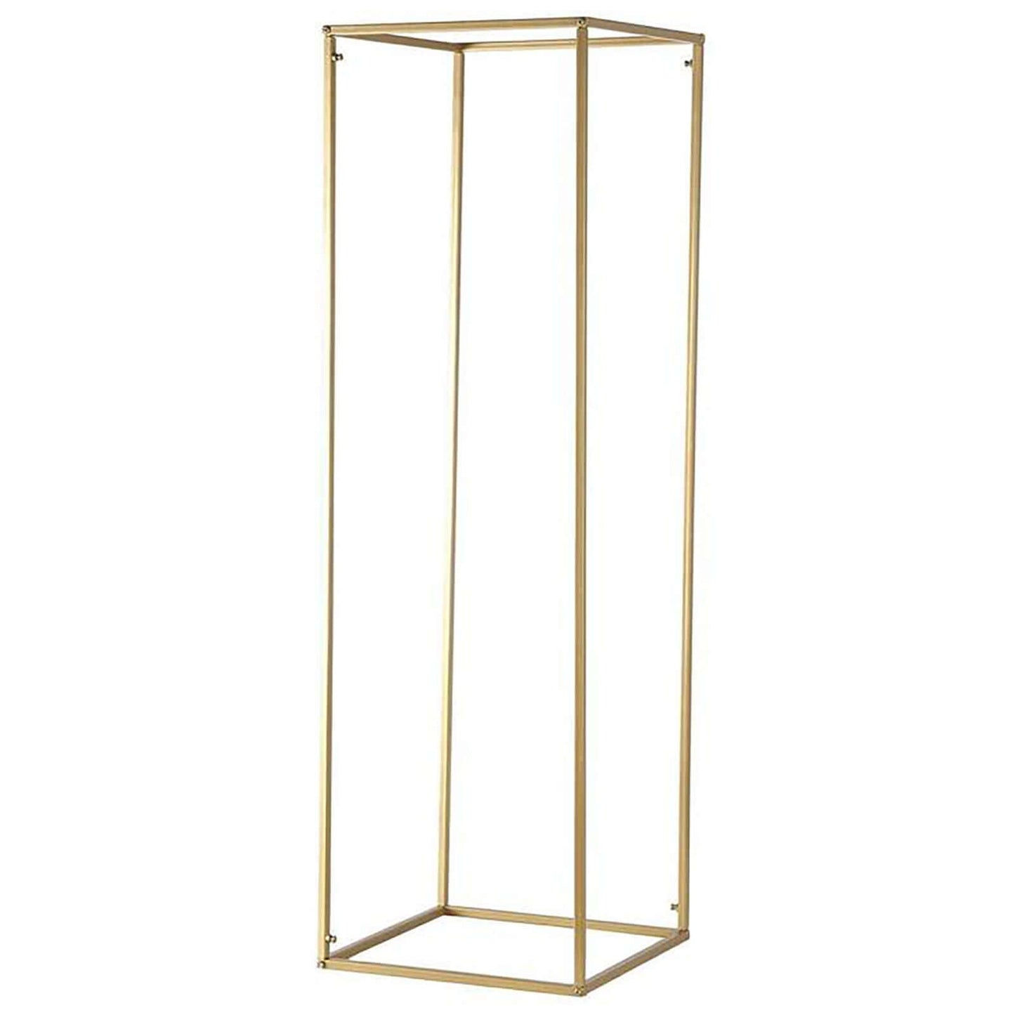 2-Pack Wedding Flower Stand Gold Metal Geometric Column Frame Rectangular - Versatile Floral Pedestal for Sophisticated Arrangements 32"