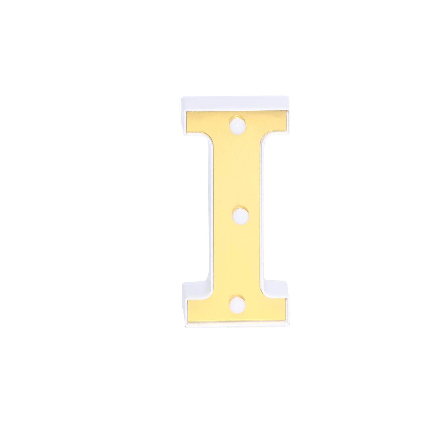 3D Marquee Letter "I" Warm White 3 LED Lights Gold - Chic Light-Up Decor for Events 6"