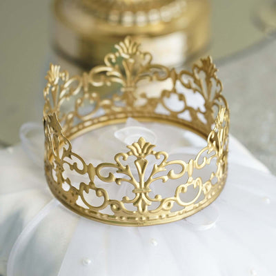 Metal Princess Crown Cake Topper Gold - Exquisite Cake Centerpiece Decor for Quinceañeras Bridal Showers & Fairytale-Themed Events 2"