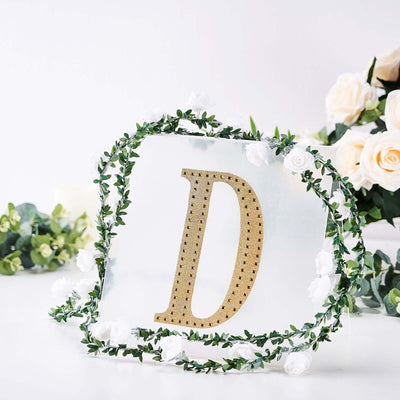Decorative Rhinestone Alphabet "D" Letter Stickers, Glitter Adhesive Craft Letters Gold DIY Sparkle Embellishments 8"