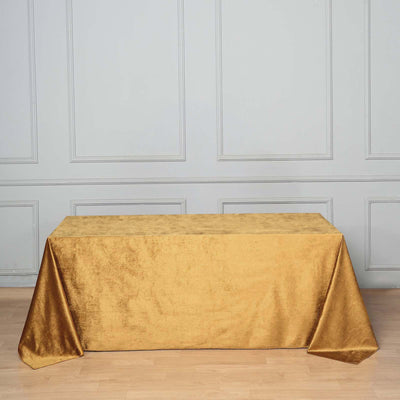 Premium Velvet 90"x132" Rectangle Tablecloth Gold - Reusable Soft & Polished Seamless Table Cover for Luxury Weddings & Events
