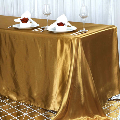 Satin Rectangular 90"x156" Tablecloth Gold - Seamless Stylish Table Cover for Wedding & Event Decoration
