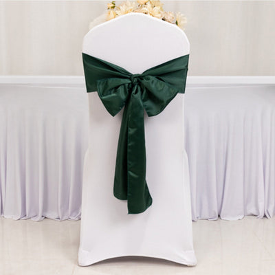 5 Pack Lamour Satin 6"x106" Chair Sashes Hunter Emerald Green - Stylish Reusable Decorative Bows