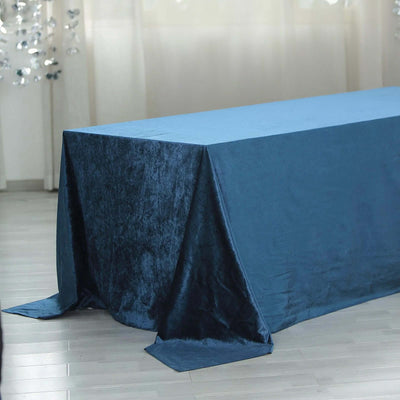 Premium Velvet 90"x156" Rectangle Tablecloth Navy Blue - Reusable Soft & Seamless Table Cover