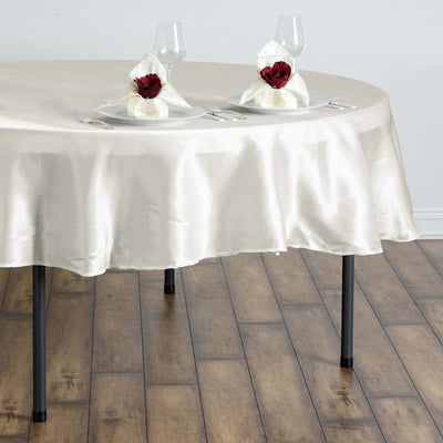 Satin 90" Round Tablecloth Ivory - Smooth and Lustrous Table Cover