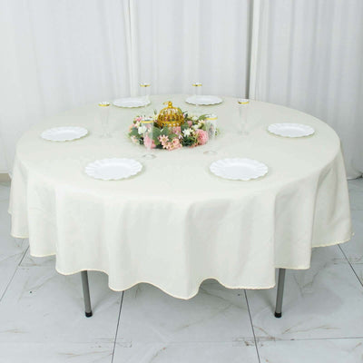 Premium Polyester 90" Round Tablecloth Ivory - Stain and Wrinkle-Resistant Design with 220GSM Thickness Table Cover