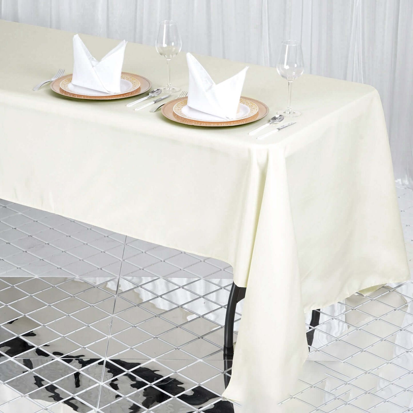 Premium Polyester 60"x126" Rectangle Tablecloth Ivory - Stain-Resistant 220GSM Finish Table Cover
