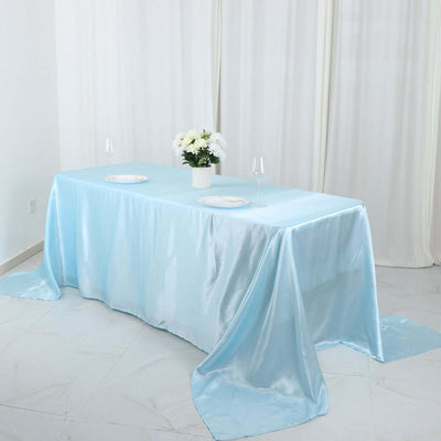 Satin Rectangular 90"x132" Tablecloth Light Blue - Seamless Table Cover