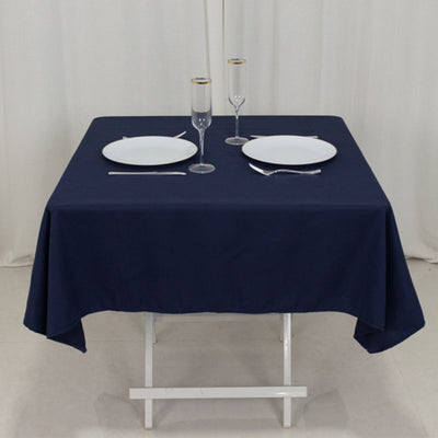 Cotton Blend 54"x54" Square Tablecloth Navy Blue - Wrinkle-Resistant Table Cover