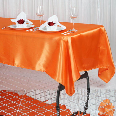 Satin Rectangular 60"x102" Tablecloth Orange - Smooth and Lustrous Table Cover