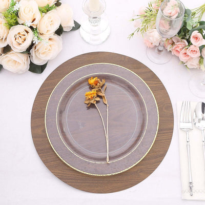 6-Pack Disposable Table Placemats in Brown with Walnut Wood Design - Cardboard Placemats for Rustic & Farmhouse Themes 13"