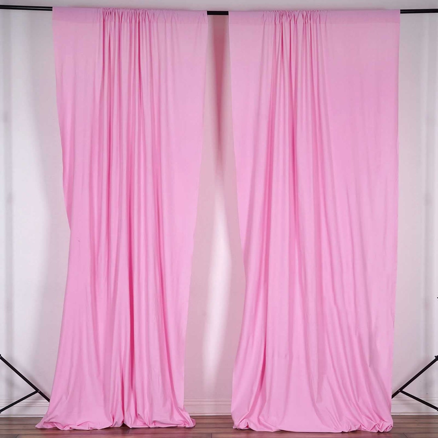 2 Pack Pink Scuba Polyester Event Curtain Drapes, Durable Flame Resistant Backdrop Event Panels Wrinkle Free with Rod Pockets - 10ftx10ft