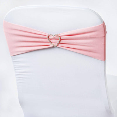 5 Pack Stretch Spandex Chair Sashes Pink - Fitted Finish Two Ply Heavy Duty Chair Bands 5"x12"