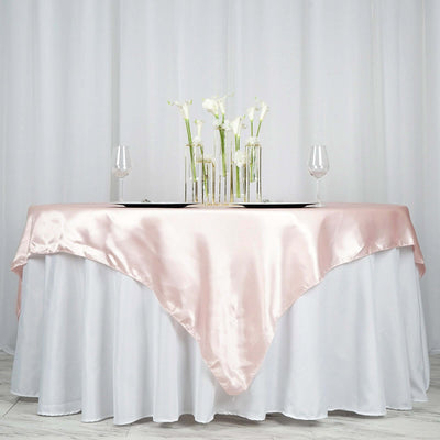 Satin 72"x72" Table Overlay Square Tablecloth Blush - Smooth Finish Table Cover