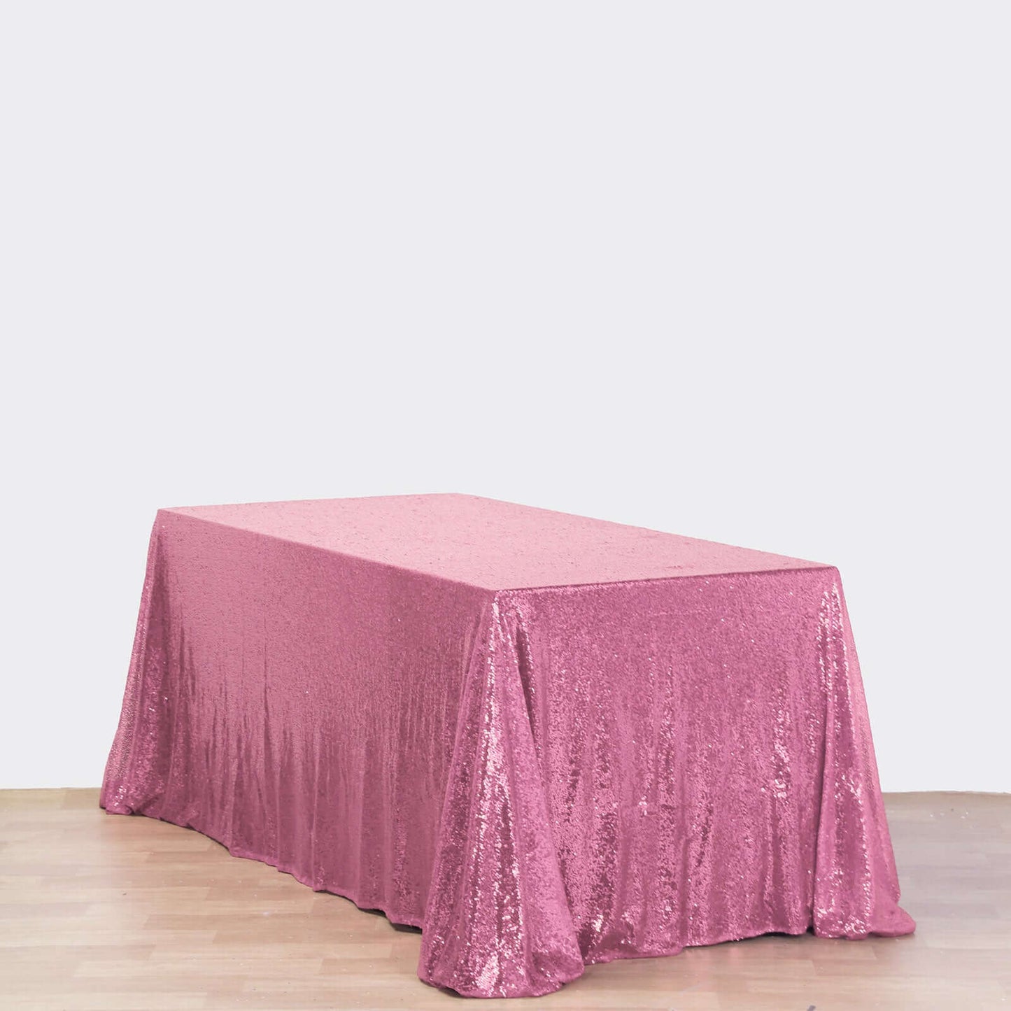 Sequin 90"x156" Rectangle Tablecloth Pink - Seamless Twinkling Table Cover