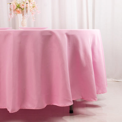 Premium Polyester 108" Round Tablecloth Pink - Wrinkle-Resistant 220GSM Table Cover
