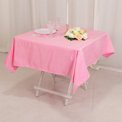 Lamour Satin 54"x54" Table Overlay Square Tablecloth Pink - Durable & Silk-Like Table Cover