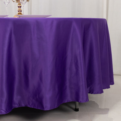 Lamour Satin 108" Round Tablecloth Purple - Durable & Silk-Like Table Cover
