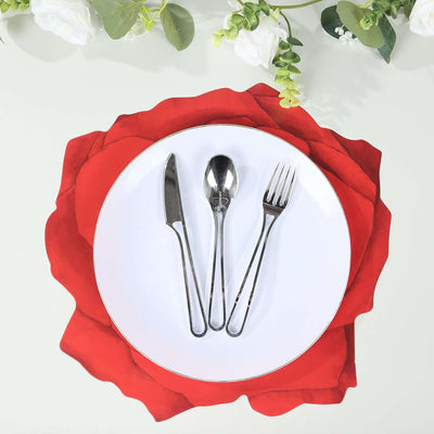 10-Pack Disposable Table Placemats with Red Rose Flower Design - 400GSM Floral Cardboard Placemats for Romantic Themes & Garden Parties 14"