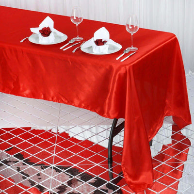 Satin Rectangular 60"x126" Tablecloth Red - Smooth and Lustrous Table Cover