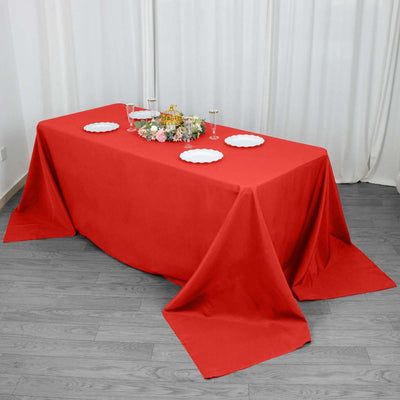 Premium Polyester 90"x132" Rectangle Tablecloth Red - Seamless 220GSM Stain-Resistant Table Cover