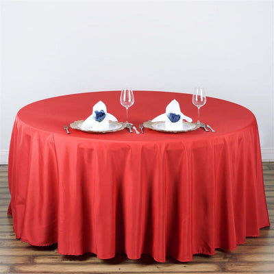Polyester 108" Round Tablecloth Red - Wrinkle-Resistant Table Cover