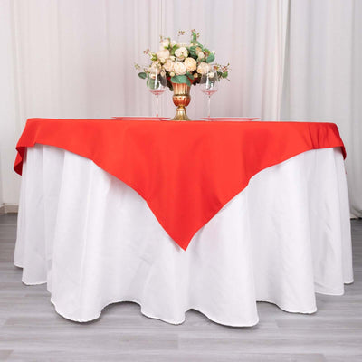 Premium Polyester 70"x70" Table Overlay Square Tablecloth Red 220GSM Wrinkle-Resistant Table Cover