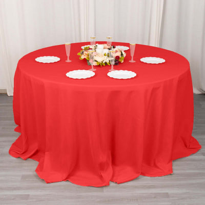 Premium Polyester 132" Round Tablecloth Red - Seamless 220GSM Wrinkle-Resistant Table Cover