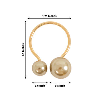 10 Pack Champagne Pearl Metal Napkin Holders Dining Table Decor, Elegant Round Wedding Napkin Rings - 2.5"
