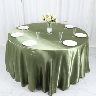 Satin 120" Round Tablecloth Dusty Sage Green - Stylish Seamless Table Cover