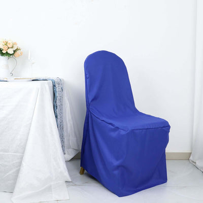 Polyester Slip On Banquet Chair Covers Royal Blue - Stain-Resistant Reusable Durable Fabric