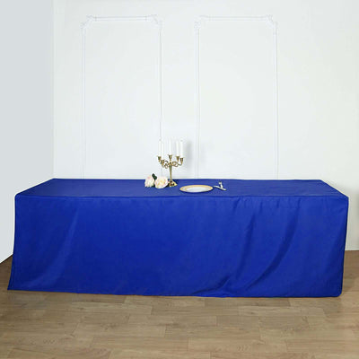 Fitted Polyester 96"x30" Rectangle Tablecloth Royal Blue - Durable and Easy to Maintain Table Cover