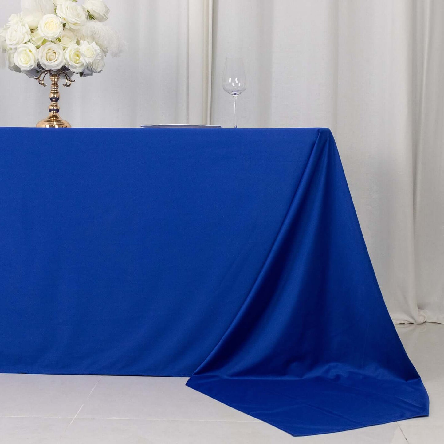 Scuba Rectangular 90"x156" Tablecloth Royal Blue - Wrinkle Free, Stain Resistant & Seamless Table Cover