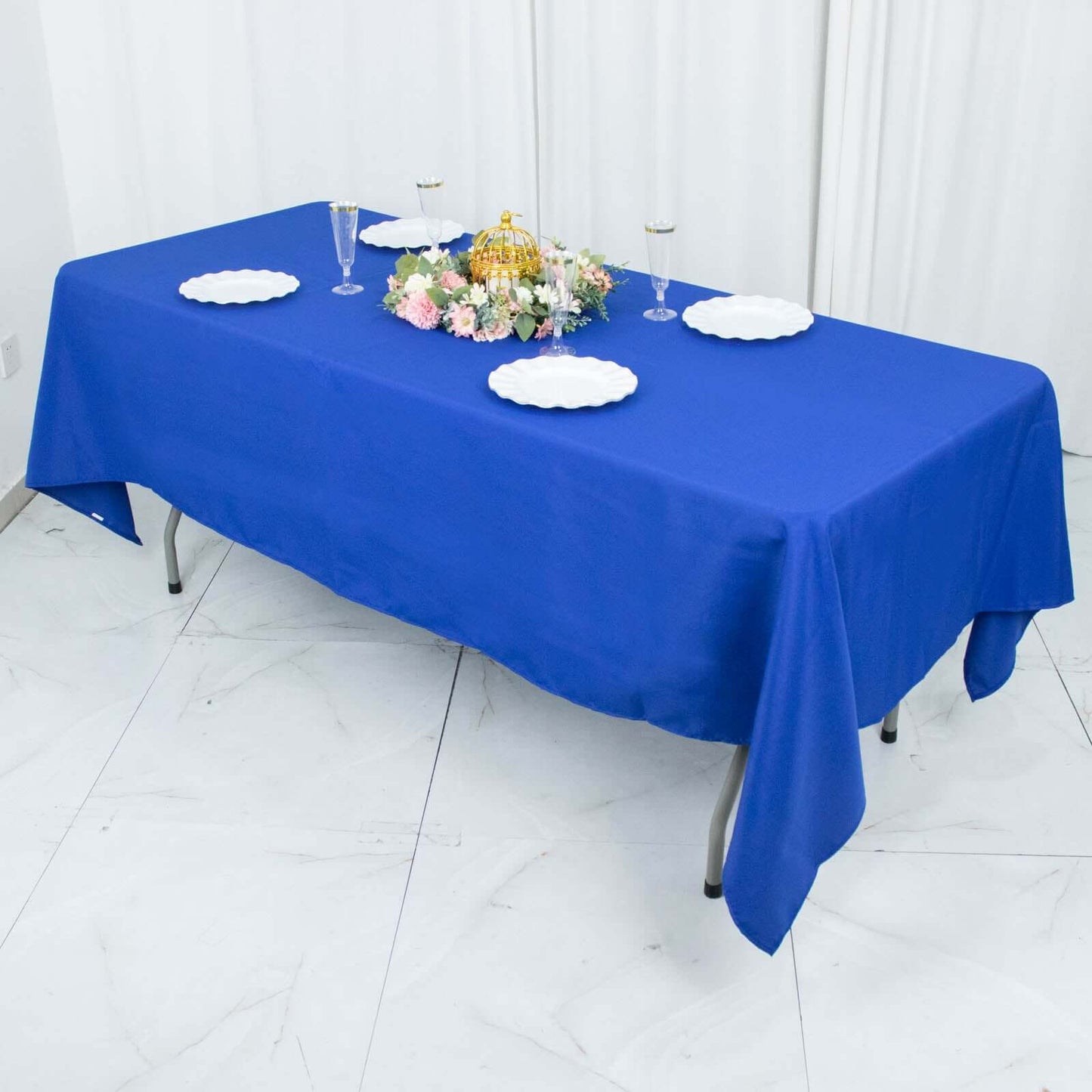 Premium Polyester 60"x102" Rectangle Tablecloth Royal Blue - Durable 220GSM Wrinkle-Resistant Table Cover