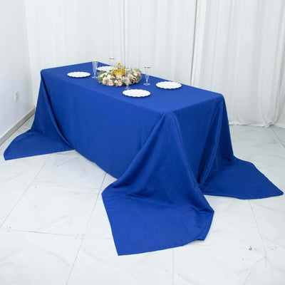 Premium Polyester 90"x156" Rectangle Tablecloth Royal Blue - Seamless 220GSM Stain-Resistant Table Cover