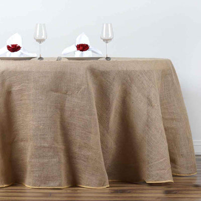 Burlap Jute 108" Round Tablecloth Natural - Rustic Boho Chic Table Linen
