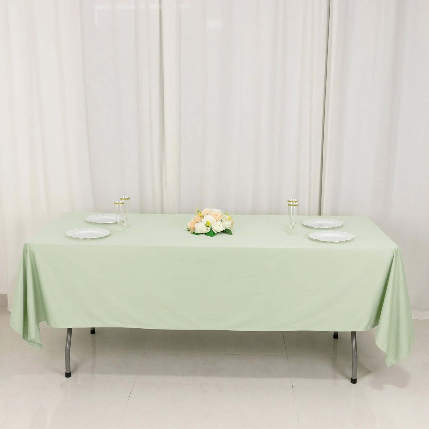 Scuba Rectangular 60"x102" Tablecloth Sage Green - Wrinkle Free & Stain Resistant Table Cover