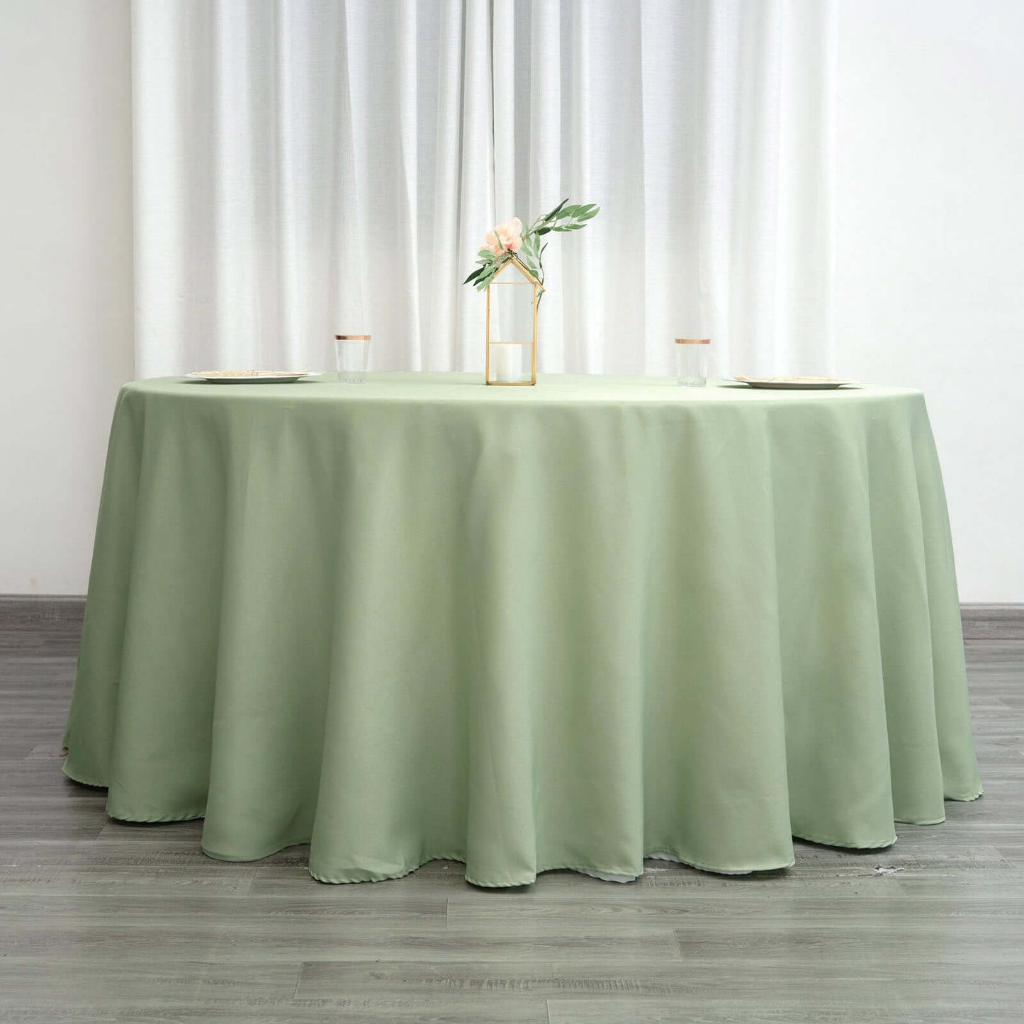 Polyester 120" Round Tablecloth Sage Green - Seamless Wrinkle-Resistant Table Cover
