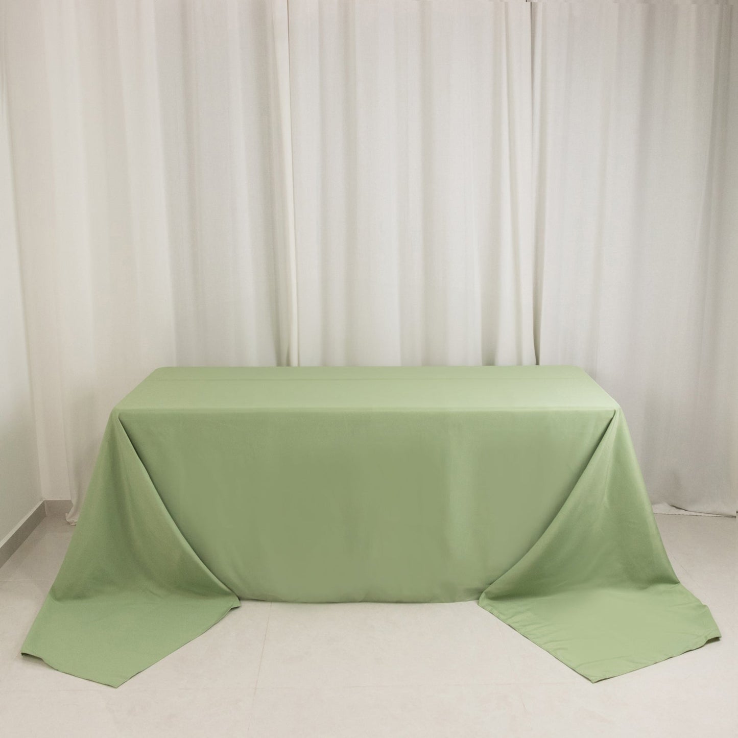 Premium Polyester 90"x156" Rectangle Tablecloth Sage Green - Seamless 220GSM Stain-Resistant Table Cover