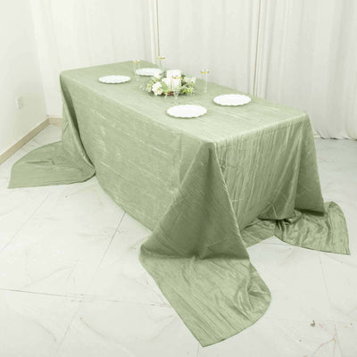 Taffeta 90"x156" Rectangle Tablecloth Sage Green - Accordion Crinkle Seamless Table Cover