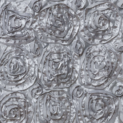 Satin 16" Chair Caps with Rosette Design for Chiavari Chairs Silver - Exquisite Chair Back Cover for Weddings & Parties