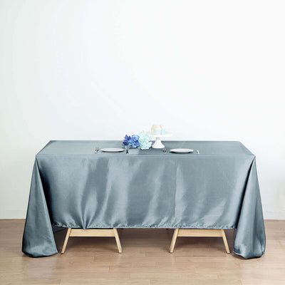 Satin Rectangular 60"x126" Tablecloth Dusty Blue - Smooth and Lustrous Table Cover