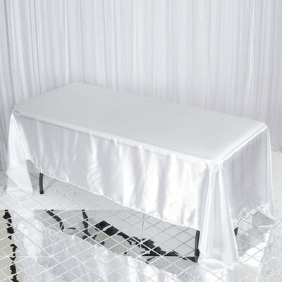 Satin Rectangular 72"x120" Tablecloth White - Smooth & Easy to Maintain Table Cover For Classy Weddings & Events