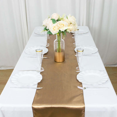 Satin 12"x108" Table Runner Taupe - Stylish Table Linen
