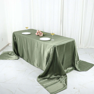 Satin Rectangular 90"x156" Tablecloth Dusty Sage Green - Seamless Table Cover