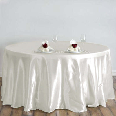 Satin 120" Round Tablecloth Ivory - Stylish Seamless Table Cover